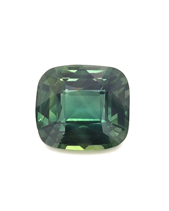11.3X10.3MM ANTIQUE CUSHION GREEN MADAGASCAR SAPPHIRE 6.60CT