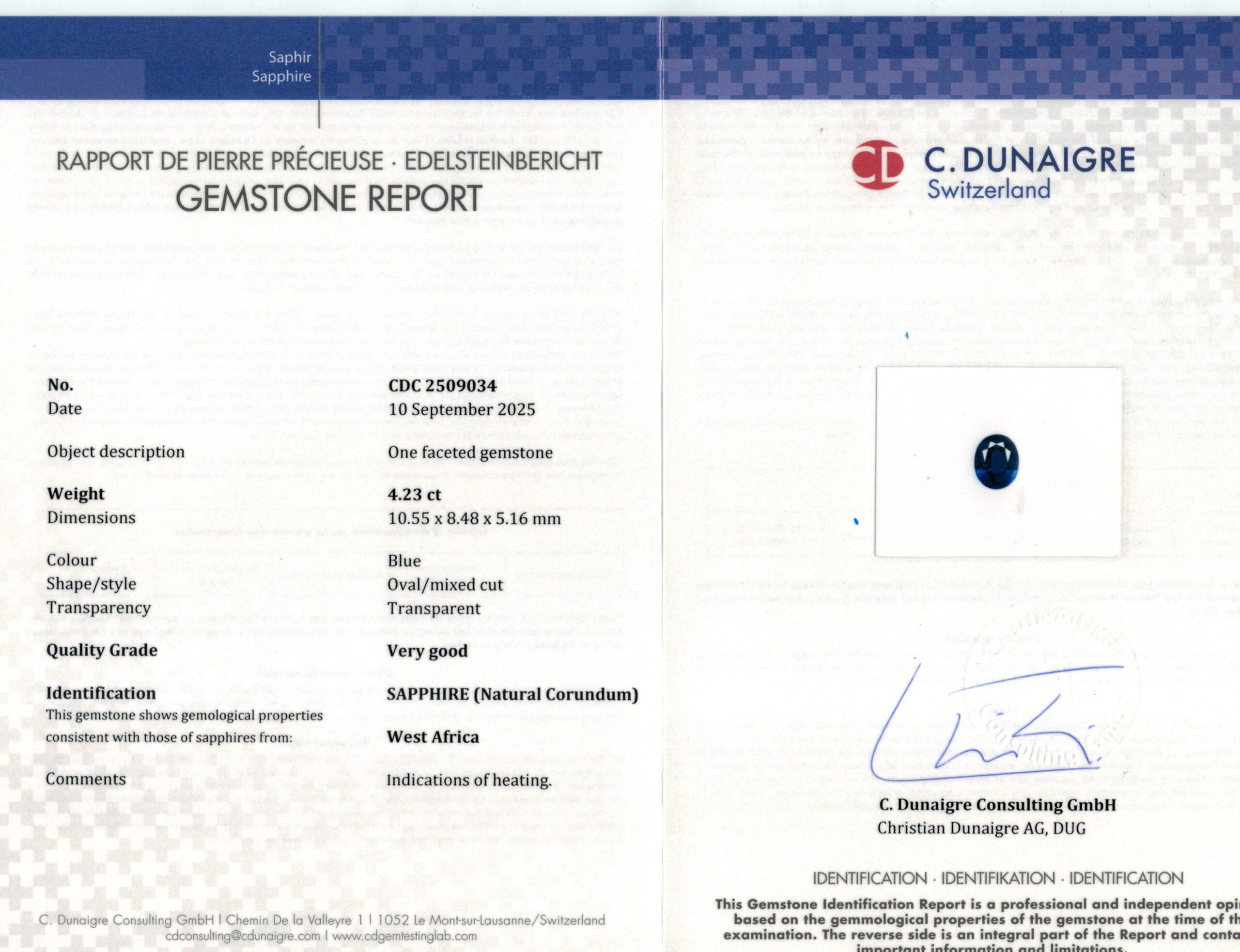 10.55X8.48MM OVAL  N/A SAPPHIRE 4.23CT