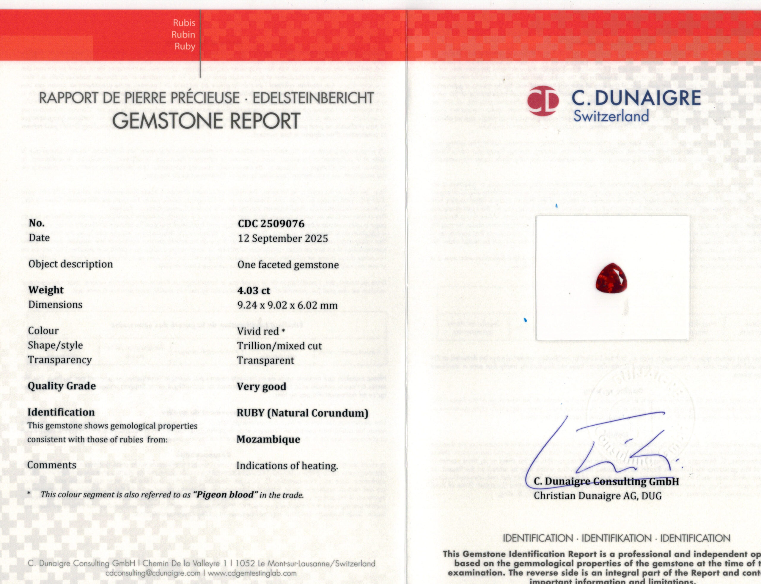 9.26X9.02MM TRILLION  MOZAMBIQUE RUBY 8.07CT