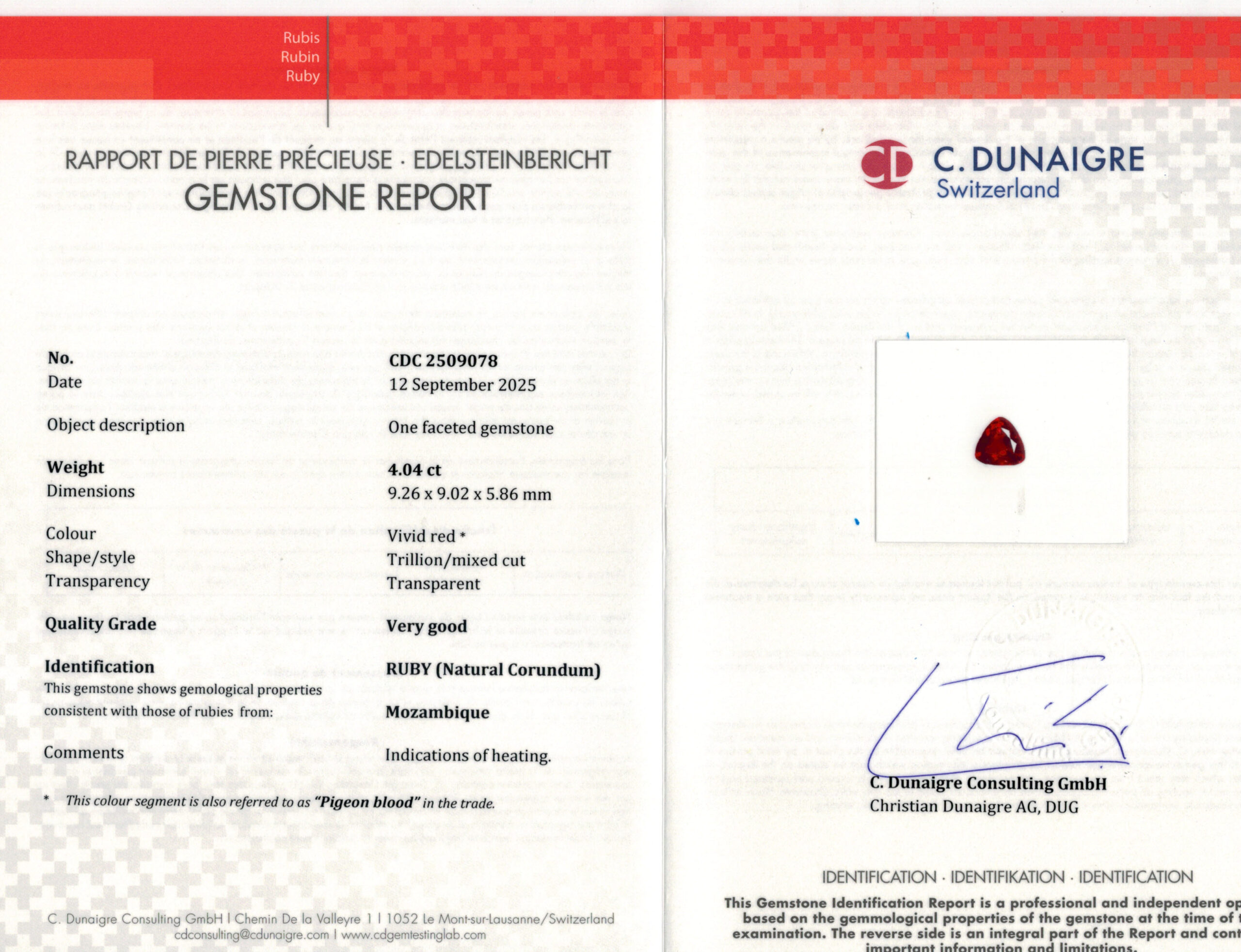 9.26X9.02MM TRILLION  MOZAMBIQUE RUBY 8.07CT