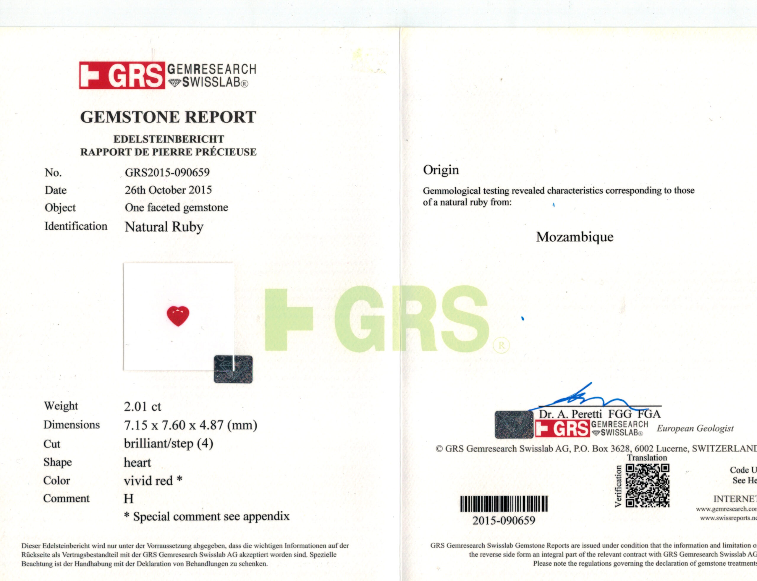 7.16X7.62MM HEART  MOZAMBIQUE RUBY 2.01CT